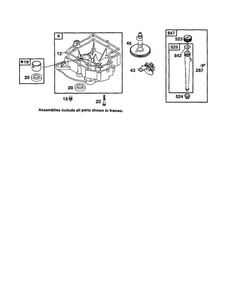 Engine Sump Diagram and Parts List for 28B700-28B799 0001-0008-0009 Briggs and Stratton Engine